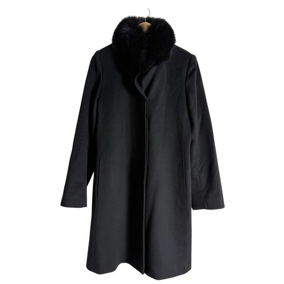 Fleurette Jackets & Blazers - Fleurette Loro Piana Italian Wool Black Fox Fur Trim Collar Coat Size 10